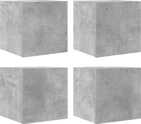 vidaXL Dulapuri TV montaj pe perete, 4 buc., gri beton, 30,5x30x30 cm