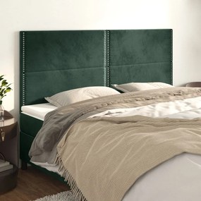 3116261 vidaXL Tăblii de pat, 4 buc, verde închis, 100x5x78/88 cm, catifea