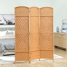 HOMCOM Paravan interior din lemn 3 panouri despărțitor pliabil pentru living dormitor 135 x 180 cm maro deschis | Aosom Romania