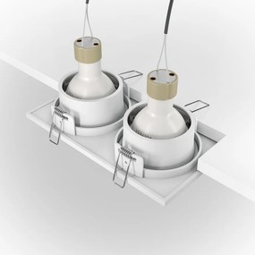 Corp incastrabil cu 2 spoturi design tehnic Zoom alb