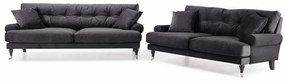 Set mobilier tapițat Seattle E128Gri inchis, Tapiterie, Picioare: Metal, Lemn, Role
