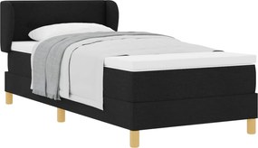 vidaXL Pat cu arcuri cu saltea Negru 100 x 200 cm țesătură