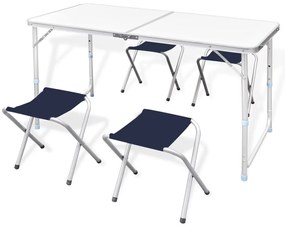 vidaXL Set camping masă reglabilă înălțime/4 scaune pliabile 120x60 cm