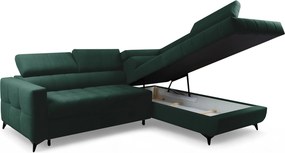 Colțar extensibil Nardo L dreapta - verde catifea Bluvel 78