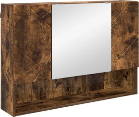 vidaXL Dulap cu oglindă Stejar fumuriu 80 x 17 x 55 cm Lemn compozit