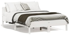 842603 vidaXL Cadru de pat cu tăblie, alb, 140x190 cm, lemn masiv de pin