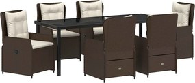 vidaXL Set de masă pentru grădină 7 pcs Maro poliratan