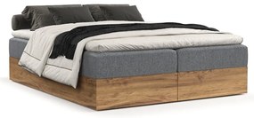 Pat boxspring gri/în culoare naturală cu spațiu de depozitare 140x200 cm Faro – Maison de Rêve