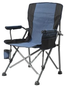 Leziter Scaun de pescuit Comfort cu braț și suport pentru pahare albastru