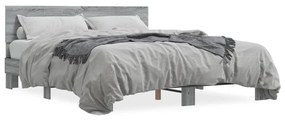 3280185 vidaXL Cadru de pat, gri sonoma, 160x200 cm, lemn prelucrat și metal