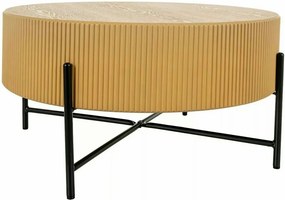 Măsuță cafea TUCA, stejar/negru mat, furnir/metal/MDF, 80x80x40 cm
