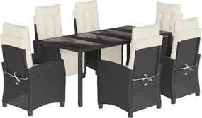 vidaXL Set mobilier de grădină cu perne, 7 piese, negru, poliratan