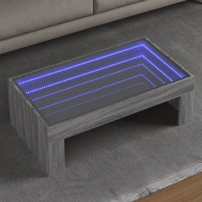 vidaXL Măsuță de cafea cu LED infinity, gri sonoma, 90x50x30 cm