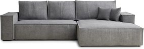 Colțar gri extensibil/cu spațiu de depozitare cu tapițerie din chenille (cu colț pe partea dreaptă/cu șezlong) Maze – Maison de Rêve