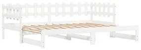 840386 vidaXL Pat de zi extensibil, alb, 2x(80x200) cm, lemn masiv de pin