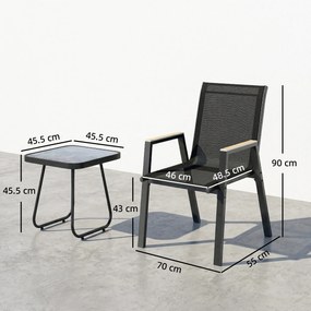 Outsunny Set Bistrou Exterior 3 Piese, Măsuță cu Piciorușe Reglabile | Aosom Romania