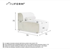 Modul pentru canapea gri deschis (de mijloc) Flex Felix – Miuform