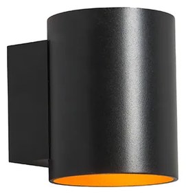 Set de 2 aplice negre cu auriu rotund - Sola