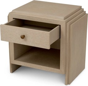 Noptiera LUX Furnir Stejar Albit, ArtDeco