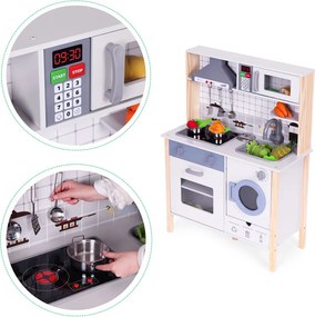 Bucătărie de jucărie din lemn cu sunete cuptor mașină de spălat accesorii de bucătărie condus