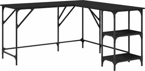 vidaXL Birou, negru, 139x139x75 cm, lemn prelucrat