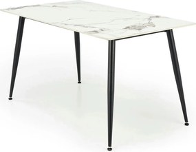 Masa EMILIO 140, alb/negru, ceramica/metal, 140x80x76 cm