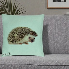Perna Decorativa Arici Fotorealist, 40x40 cm, Verde Menta, Husa Detasabila, Perna Inclusa, BEKZ®