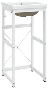 Cadru chiuveta de baie, cu lavoar incorporat, alb, fier Alb, 40 x 38 x 83 cm
