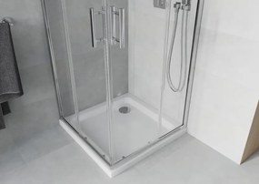 Mexen Rio cabina de duș pătrată 90 x 90 cm, transparentă, cromată + cadă Flat, albă - 860-090-090-01-00-4010