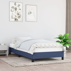 346686 vidaXL Cadru de pat, albastru, 90x190 cm, material textil