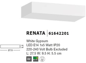 Aplica de perete cu iluminat ambiental gips alb RENATA