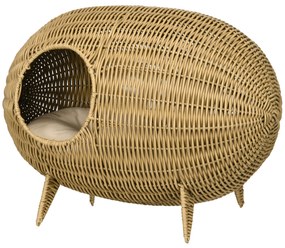 PawHut Coș pentru pisică,  pat înălțat cu Pernă Moale, cu găuri de la ușă, Design Elegant și Confortabil, 55L x 36l x 42Î cm | Aosom Romania
