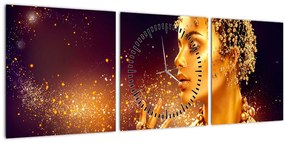 Tablou - Regina de aur (cu ceas) (90x30 cm)