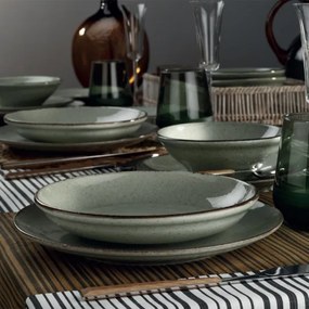 Set de masă, 24 piese, verde, din porțelan