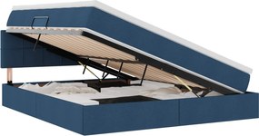 vidaXL Pat cu saltea și spațiu de depozitare albastru 160 x 200 cm