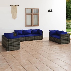 3102270 vidaXL Set mobilier de grădină cu perne, 7 piese, gri, poliratan