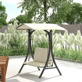 Outsunny Leagăn de Grădină 2 Locuri cu Acoperiș Reglabil 150x120x182cm Crem | Aosom Romania