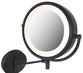 Oglinză de perete de design neagră cu LED reglabil IP44 cu cordon de tragere - Vicino