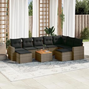 vidaXL Set mobilier de grădină cu perne, 10 piese, gri, poliratan