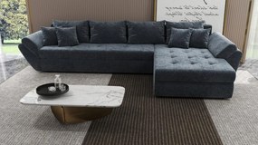 Colțar extensibil dumonde cu ladă de depozitare si sezut confortabil din spuma high-density, Loana XL Euphoria Grafit II 335x185 cm