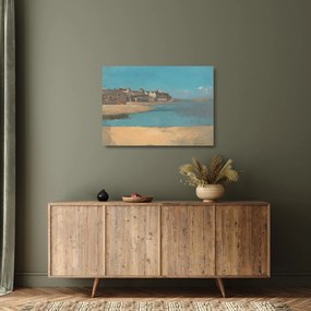 Tablou pe sticlă - Odilon Redon, Village by the Sea in Brittany, reproducere (70x50 cm)