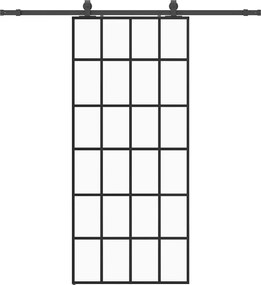 vidaXL Ușă glisantă cu set de feronerie neagră 90x205 cm Sticlă ESG