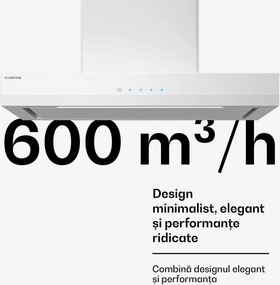 Klarstein Velaire hotă telescopică 60 cm, Elegantă, minimalistă, performantă, Clasa energetică A++, 600 m³/h, 60 cm