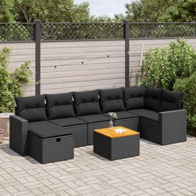 3325793 vidaXL Set mobilier de grădină cu perne, 8 piese, negru, poliratan