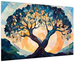 Tablou – Mozaic – soare și arbore II. (90x60 cm)