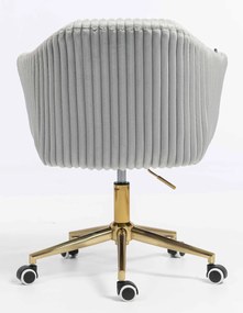 HR832K Scaun Gri Teddy Cord cu Bază Aurie