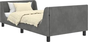 vidaXL Cadru de pat pentru copii cu spătar Gri închis 90 x 190 cm