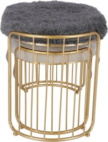 Set taburete Perla metalice cu blanita sintetica, baza aurie, design modern  2 piese