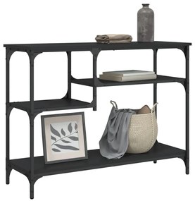 vidaXL Măsuță consolă cu rafturi, negru, 100x35x75 cm
