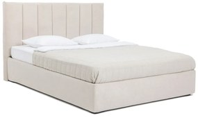 Pat matrimonial bej tapițat cu spațiu de depozitare cu somieră 180x200 cm Thessa Bold Line – Bonami Selection